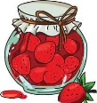 Cartoon image of jar of strawberry jam Royalty Free Vector